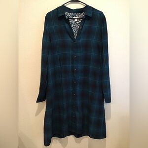 J. Jill Tall dark blue/teal plaid dress sz 12